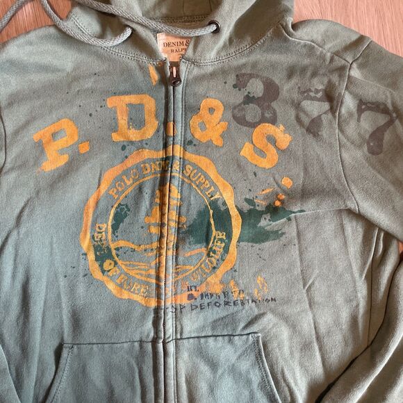 Ralph Lauren Denim And Supply Mens Zip Up Hoodie Green, Small - Picture 2 of 4